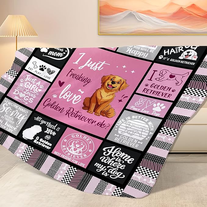 Golden Retriever Lover Blanket Gifts for Dog Moms - 50" X 60" I Just Freaking Love Golden Retirever Soft Throw Blanket - Christmas Dog Themed Gifts for Women Girls