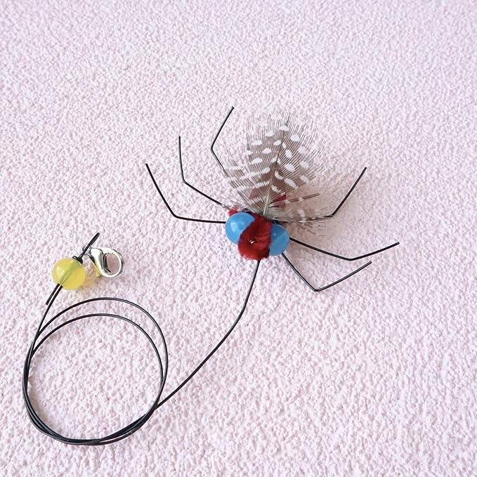 Cat Feather Toy Refills Flies with Cord 5pcs Interactive Cat Toy Kitten Toys Teaser Wand Attachments Refills Cat Fishing Pole Toys (5pcs Refills+1 Teaser Wand)