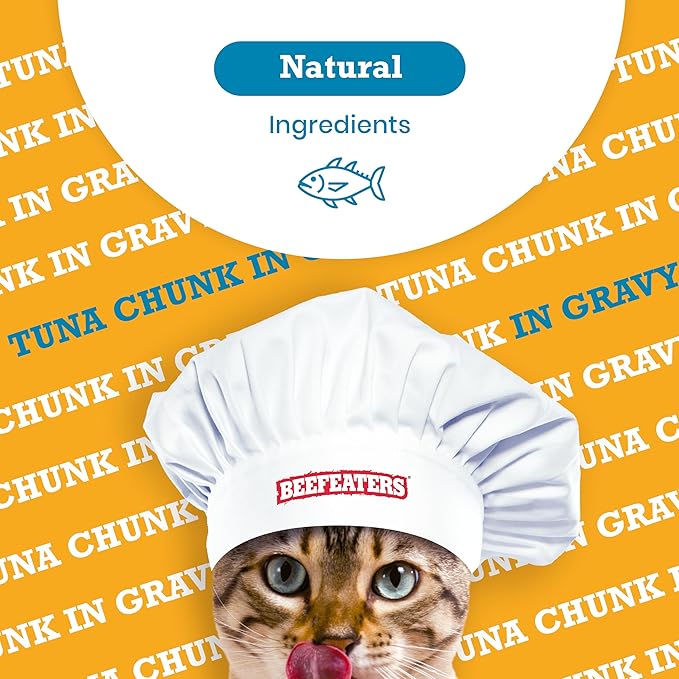 Beefeaters Cat Treats - Tuna Chunk in Gravy 3oz, Case of 24 | Premium Wet Cat Food, Rich in Vitamins & Taurine | No Artificial Additives | Training Treats