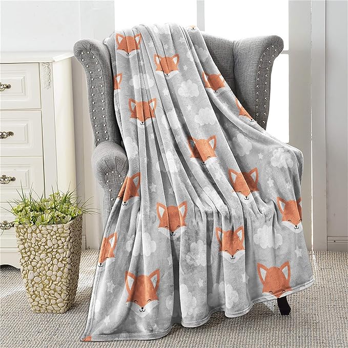 COLLA Fox Blanket for Girls Boys, Cute Fox Throw Blankets for Kids Baby Nursery Decor, Soft Plush Flannel Fleece Throw Blanket for Couch Baby Bedding 50x40 Inch