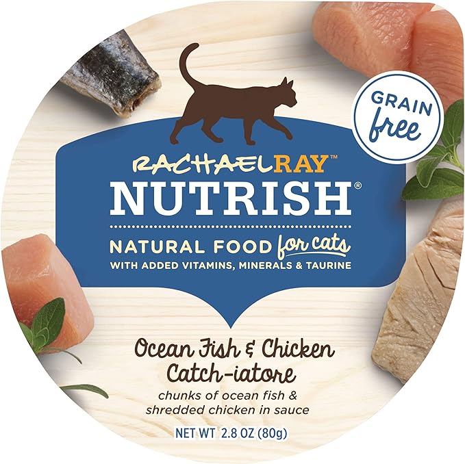 Rachael Ray Nutrish Natural Wet Cat Food, Ocean Fish & Chicken Catch-iatore Recipe, 2.8 Ounce Cup (Pack of 24), Grain Free