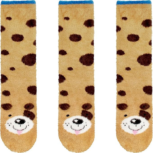 BambooMN Super Soft Warm Cute Furry Animal Non-Slip Fuzzy Cozy Fluffly Crew Winter Home Socks, Value Pack