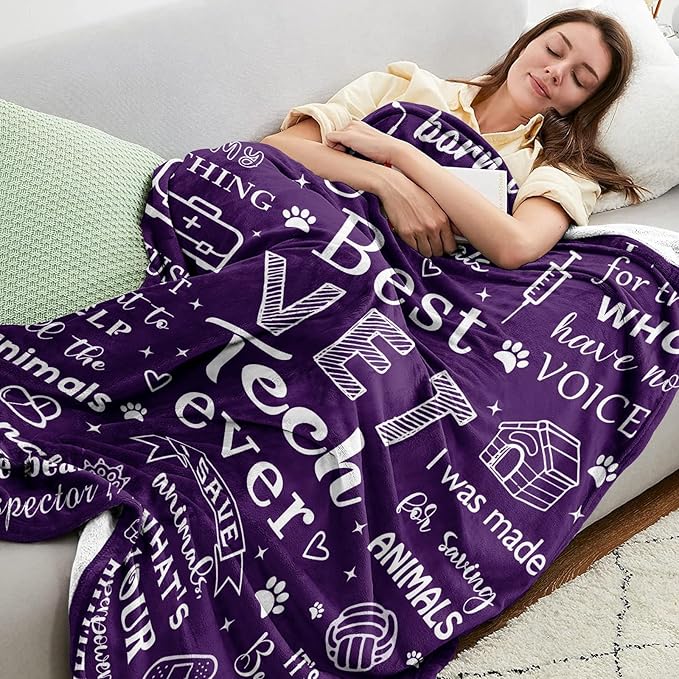 Mosslink Vet Tech Gifts, Vet Tech Week Gifts Bulk, Veterinary Gifts for Women, Vet Tech Appreciation Gifts, Veterinary Technician Gift, Christmas Birthday Gifts for Veterinary Throw Blanket 60"X50"