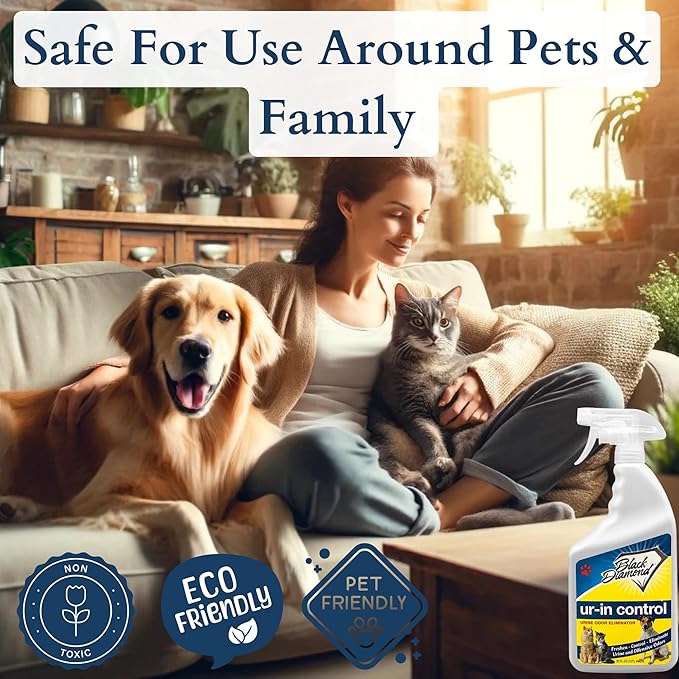 Black Diamond Stoneworks Ur-In for Urine Odors -Works on Pet & Human Smells on Carpet, Furniture, Mattresses, Grout, Pet Bedding & Concrete.1-Gallon