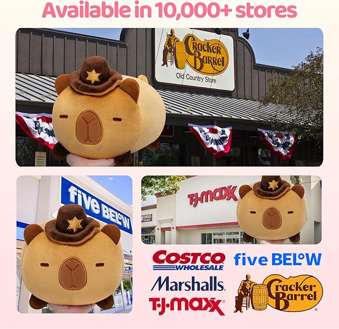Capybara Plush, Cute Capybara Stuffed Animals with Cowboys Hat, Soft Plushies Cuddle Pillow, Cute Stuff Toys Gift for Girls Boys Toddler Males(8 Inch)