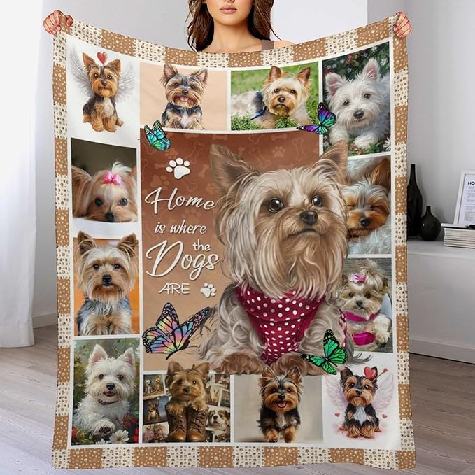 Yorkie Blanket Dog Yorkie Gifts for Girls Boys Woman Yorkshire Lover Throw Blankets Soft Blanket Warm Fleece Flannel Plush Blankets for Bed Sofa Couch 40"x50"