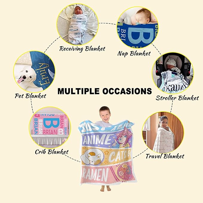 Kawaii Anime Decor Flannel Blanket for Girls - Anime Lover Gift, Luxurious Warm & Cozy, 50x60 Inch, Perfect for Teen/Travel