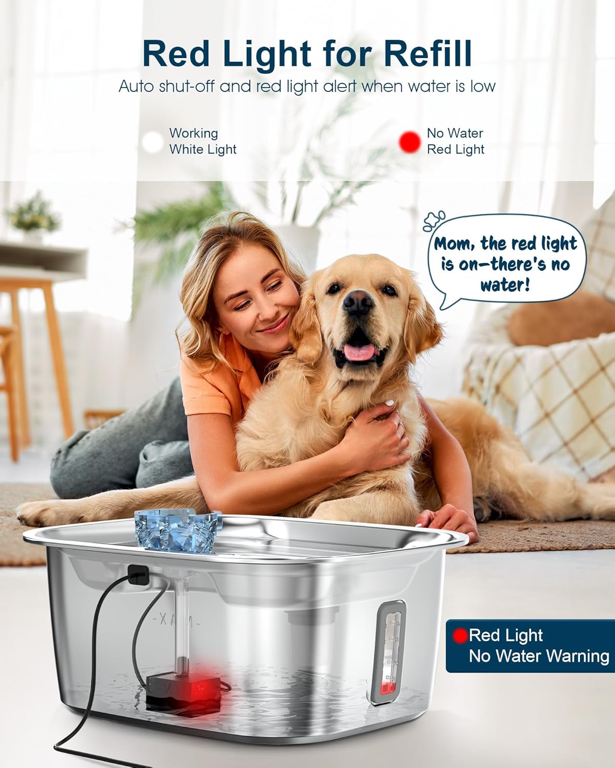 Dog Water Fountain Pump Replacement for D2341, D2419, D2223, D2322 Models, Pet Water Fountain Replacement Pump for PETNF Stainless Steel Large Dog Fountain for Large Dogs, Long Lifespan, Ultra Quiet