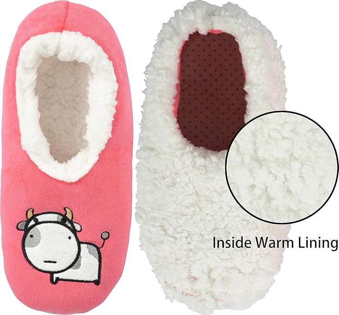 BenSorts Fuzzy Slipper Socks for Women Funny House Slippers with Grips