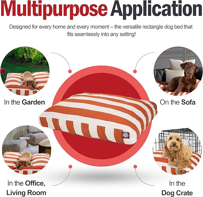 Majestic Pet Rectangle Small Dog Bed Washable – Non Slip Comfy Pet Bed – Dog Crate Bed with Removable Washable Cover – Dog Kennel Bed for Sleeping - Dog Bed Small Breed 27x20x4 Inch – Burnt Orang