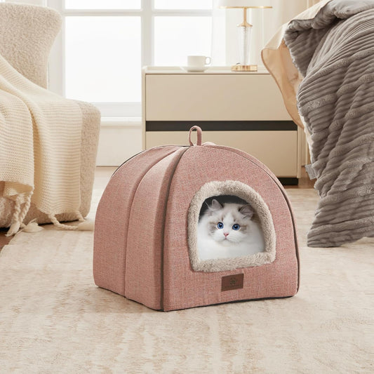 Cat Bed for Indoor Cats - Cat Cave Cat House Cats Tent with Removable Washable Cushioned Pillow, Soft and Self Kitten beds