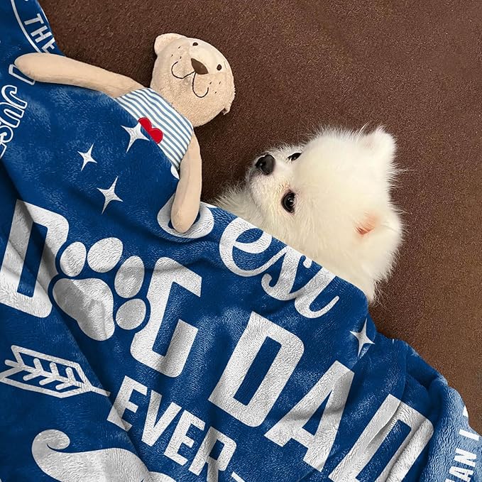 Dog Dad Gifts for Men, Dog Lover Gifts for Men, Best Dog Dad Ever, Gifts for Dog Dad, Dog Daddy Gifts, Dad Gifts from Dog, Dog Dad Birthday Gift, Dog Father Gift Blanket 60" X 50"