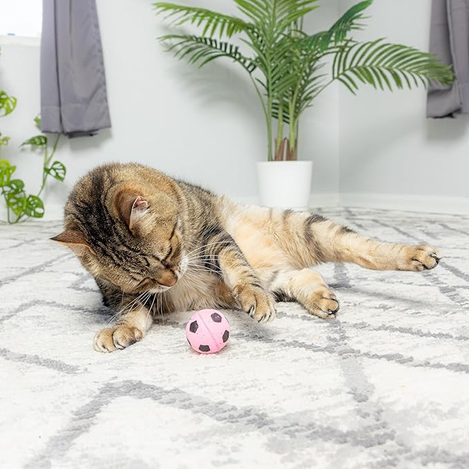 SPOT Sponge Soccer Ball Cat Toys - Interactive and Colorful Plush Toy, Fun for Cats and Kittens to Bat and Chase, Keep Cats Entertained - 1.5" Assorted 4- Pack