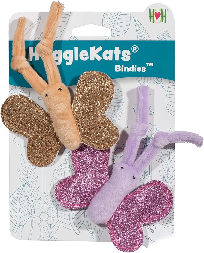 HuggleKats Cat Toys - Kitten Toys, Catnip Toys, Cat Toys for Bored Indoor Cats, Cat Enrichment Toys for Boredom, Perfect for Moving, Exercise, Biting & Chewing - Bindies (2 Pack)