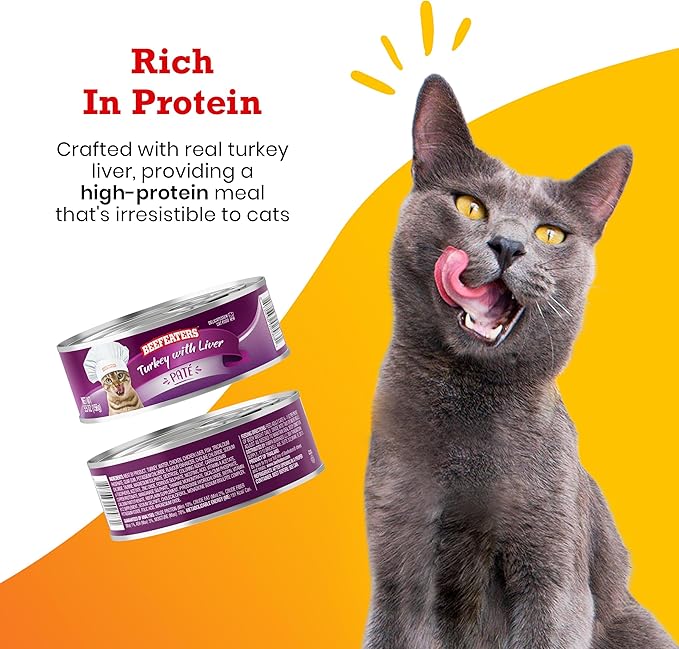 Beefeaters Cat Treats - Turkey Liver Pate 5.5oz, Case of 24 | Premium Wet Cat Food, Essential Vitamins & Taurine | No Artificial Additives, Supports Immune System & Vision | Training Treats