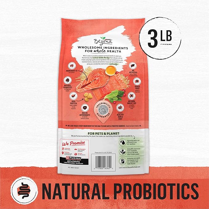 Beyond Purina Natural Wholesome Ingredients for Whole Health Dry Cat Food Salmon and Whole Brown Rice Recipe - 3 lb. Bag (Pack of 2)
