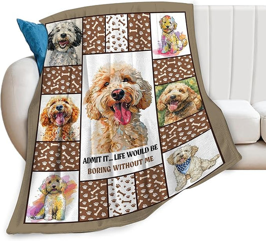 Golden Doodle Dog Blanket Goldendoodle Decor Throw Blanket Warm Soft Plush Lightweight Fleece Flannel Cute Animals Blanket Gifts for Dog Lovers Girls Boys Women Men for Winter Couch Bedding 40"X50"