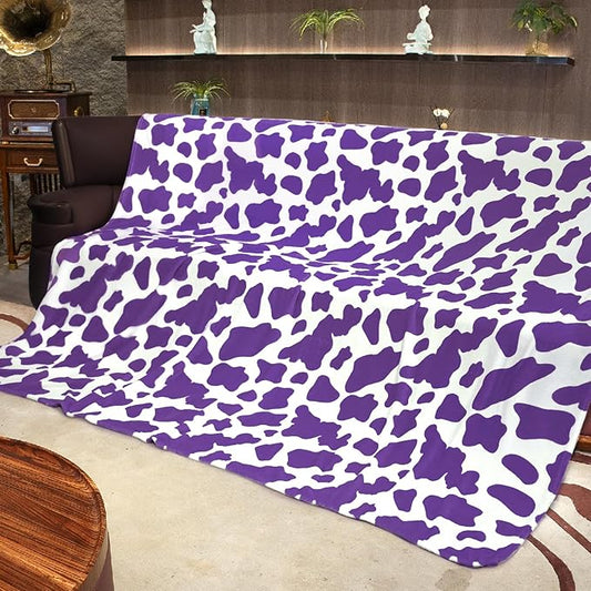 Fleece Blankets King Size Cow Print Blanket for Bed Couch, Soft Cozy Fuzzy Large Blanket, Luxury King Size Cow Throw Blankets 108x90 Inches