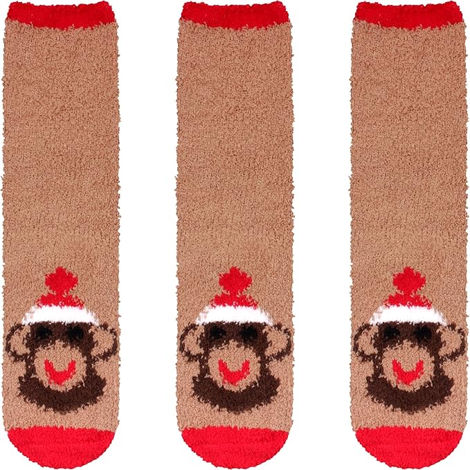 BambooMN Women's Super Soft Warm Microfiber Fuzzy Cozy Animal Socks or Christmas Winter Animal Socks, Value Pack