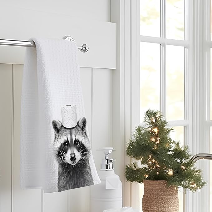 Raccoon Gifts: Decorative Hand Towels, Kids' Bathroom Decor, 16x24 Inch