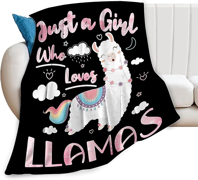 Llama Blanket Cute Llama Plush Throw Blanket Super Soft Cozy Warm Fleece Just A Girl Who Loves Llamas Bedding Alpaca Blanket Gifts for Kids Girls Boys Women 60"X80"