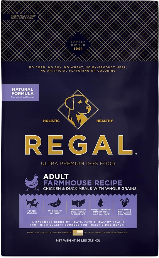 Adult Farmhouse Recipe (Chicken and Duck) All Natural, Slow Cooked Whole Grain Dry Dog Food for All Breeds and Sizes of Adult Dog - Made in The USA, 26 LB Bag
