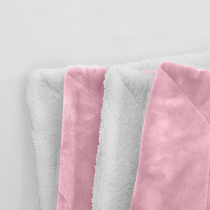Elegant Comfort Reversible and Ultra-Plush Flannel Fleece Sherpa Throw- Lightweight Soft and Cozy- All Season Decorative Throw, Perfect for Lounging, 50 x 60 inches, Light Pink