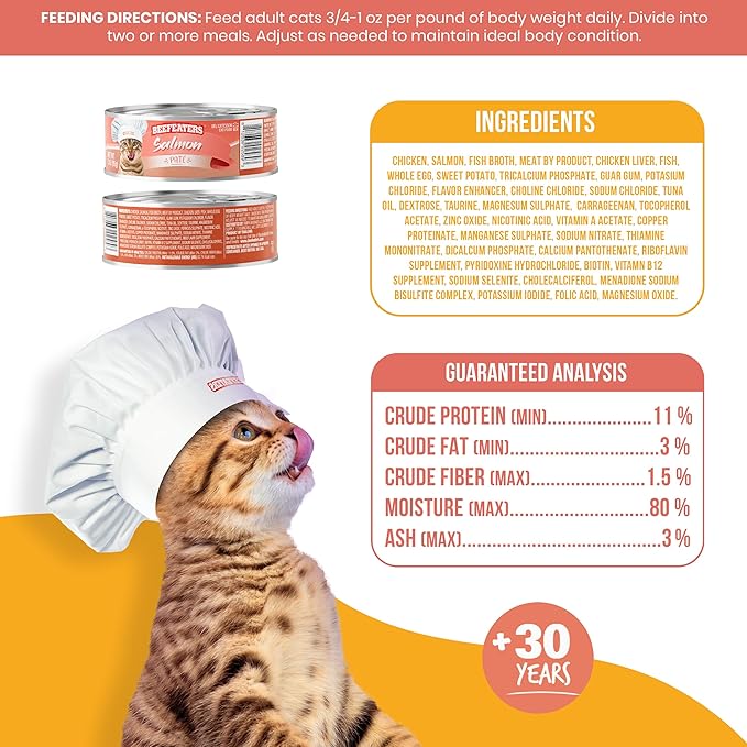 Beefeaters Cat Treats - Salmon Pate 3oz, Case of 24 | Nutrient-Rich Wet Cat Food, Essential Vitamins & Taurine, No Artificial Additives | Supports Immune System & Vision | Training Treats