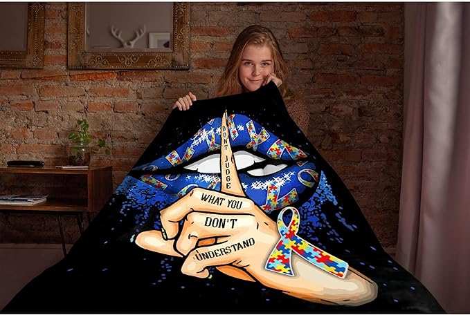 Autism Awareness Blanket Throw Super Soft and Cozy Blankets for Home Decoration, Couch, Bed, Sofa 120"x90" Extra Large for Family for All Seasons