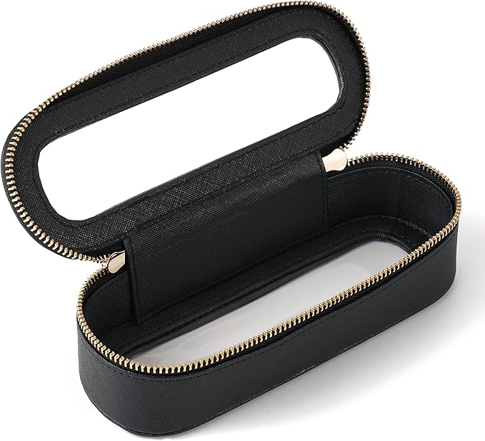 Aveniee Slim Clear Makeup Brush Bag, Small Cosmetic Brush Holder, Mini Toiletry Bag Travel Case for Women, Thin Make up Bags with Dual Zipper, Cute Travel Essentials Bag Organize - Black