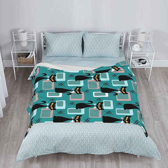 Medieval Cat Soft Throw Blanket Flannel Fleece Blankets Warm Cozy Lightweight Fuzzy Blanket for Bed Sofa Couch Home Decor 80"X60"