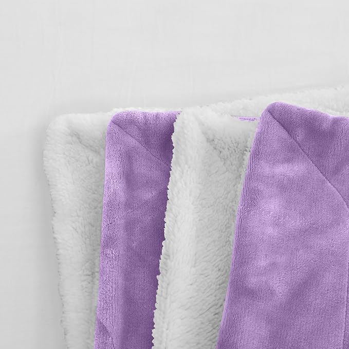 Elegant Comfort Reversible and Ultra-Plush Flannel Fleece Sherpa Throw- Lightweight Soft and Cozy- All Season Decorative Throw, Perfect for Lounging, 50 x 60 inches, Lavender
