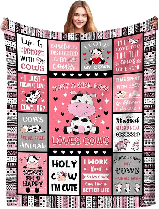 Cow Gifts: Soft Cozy Cows Flannel Throw Blanket for Girls, Women, Kids & Adults - 50"X40"