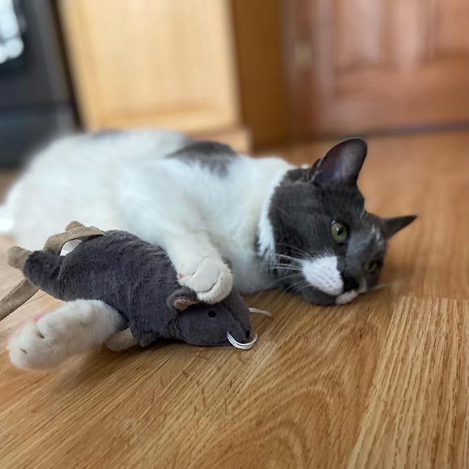 SPOT Big Mouse Bertha with Catnip - Lifelike Cat Toy, Fuzzy Mice with Catnip and Crinkle Sound, Large Size for Cuddling, Chasing, Playing - 7in Plush Toys, Assorted Colors