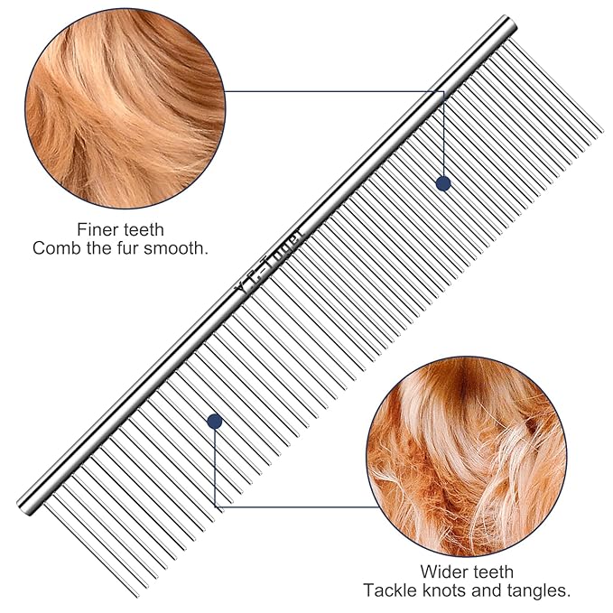 Dog Cat Combs for Grooming, Metal Cat Dog Comb for Removing Tangles and Knots, Professional Grooming Tool for Long Haired Dog Cat, Dog Comb Poodles Doodles