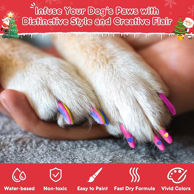 Dog Nail Polish Pens Quick Dry - 12 Colors Pet Nail Polish Set for Dogs, Dog Safe Easy Application Nail Polish Pens for Dog Nail Art, Fast Dry Girl Doggy Nail Polish - Great Puppy Nail Pawlish Set