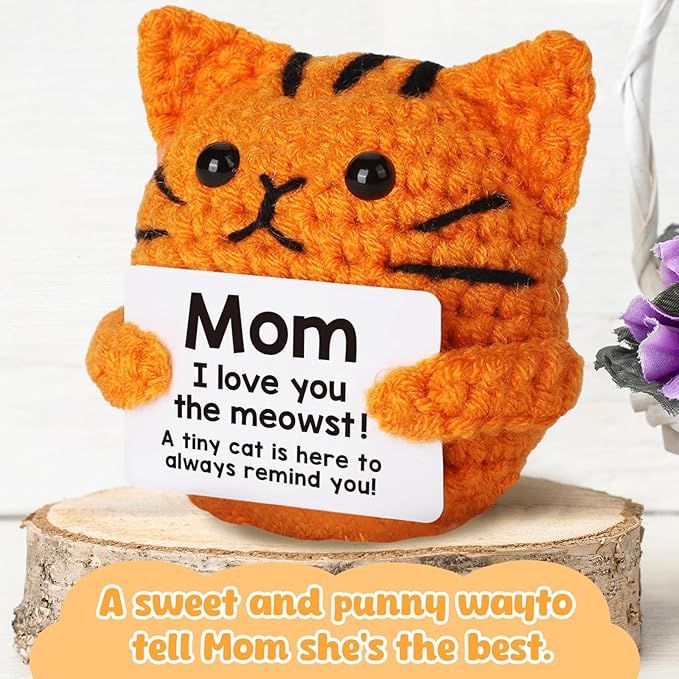Birthday Gifts for Mom Grandma Positive Crochet Animal for Aunt Godmother,Emotional Crochet Small Birthday Gifts