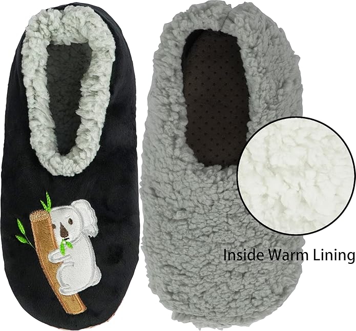 BenSorts Fuzzy Slipper Socks for Women Funny House Slippers with Grips