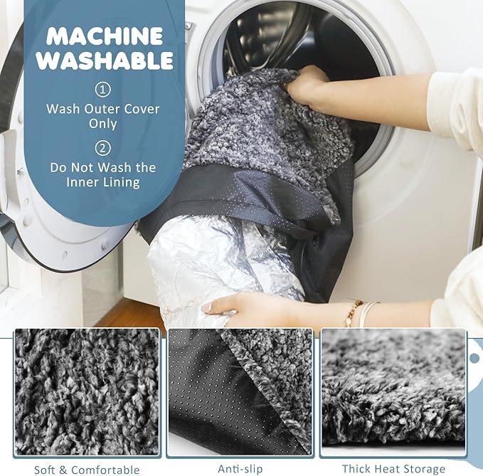 6 Pack Self Warming Cat Pads 19 x 28 Inch Self Heating Dog Cat Mats Extra Warm Thermal Pet Bed Washable Pet Crate Bed Mat Blanket Removable Cover Non Slip for Indoor Outdoor Pets (Grey)