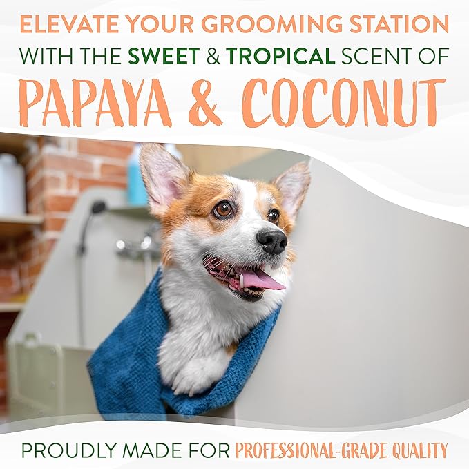 TropiClean 2-in-1 Papaya & Coconut Dog Shampoo and Conditioner | Natural Pet Shampoo Derived from Natural Ingredients | Cat Friendly | Made in the USA | 2.5 gallon