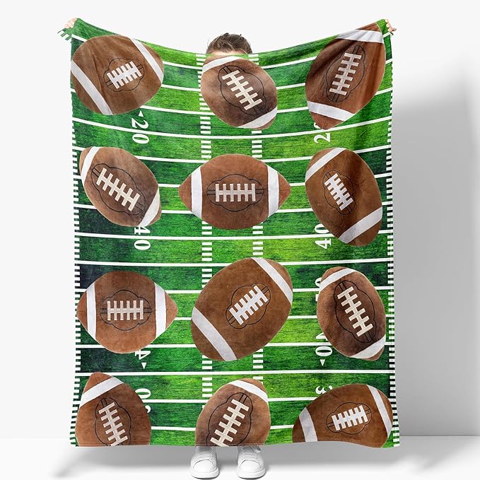 Football Blanket Gifts for Boys Dad Men Women Girls Birthday Christmas Valentine Presents Football Theme Decor Home Bedroom Living Room Sofa Couch Soft Cozy Plush Kids Adults Teen Fleece Throw 60"x50"