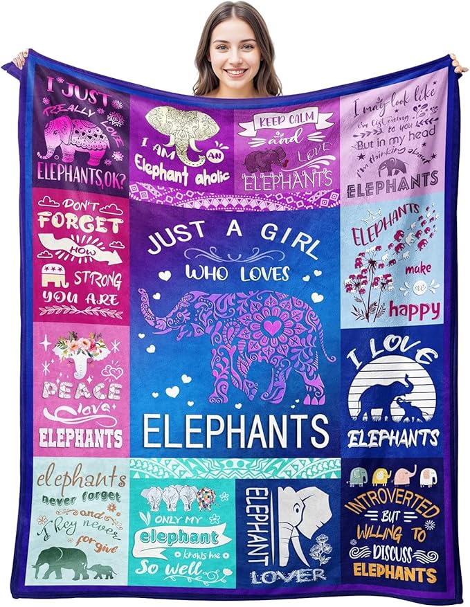 Elephant Blanket Ultra Soft Flannel Throw Blanket Lightweight Cozy Plush Blanket for Elephant Gifts for Lovers 50"X40"