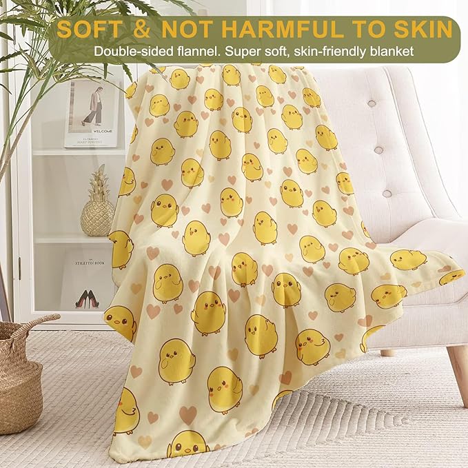 Cute Chicken Blanket Plush Flannel Throw Blanket - Ultra Soft & Warm, Comfy & Lightweight - Perfect for Couch, Travel, Bedroom, Bed, Living Room - Cozy, Fuzzy Gift 50in×60in