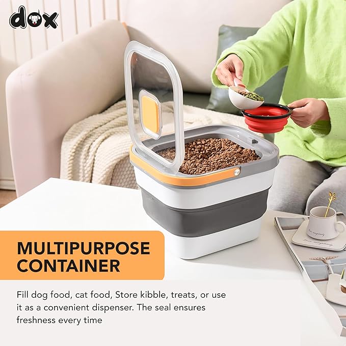 DDOXX Collapsible Dog Food Container - Durable Polypropylene with Clear Window & Sunken Lid - Ideal for Dogs and Cats Canned Food -Dog Food Bin - Mositure Free Pet Food Storage