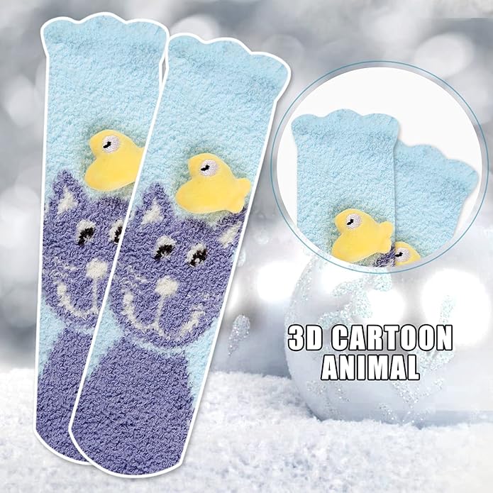 Benefeet Sox Cute Fuzzy Socks for Women Girls Fluffy Warm Cozy Novelty Slipper Socks Funny Animal Plush Sleeping Socks