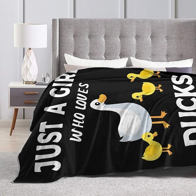 Just A Girl Duck Plush Throw Blanket - Super Soft, Cozy, Warm Fleece - Cute Duck Design - Perfect Gifts for Kids, Girls, Boys, Women - 40"X50"