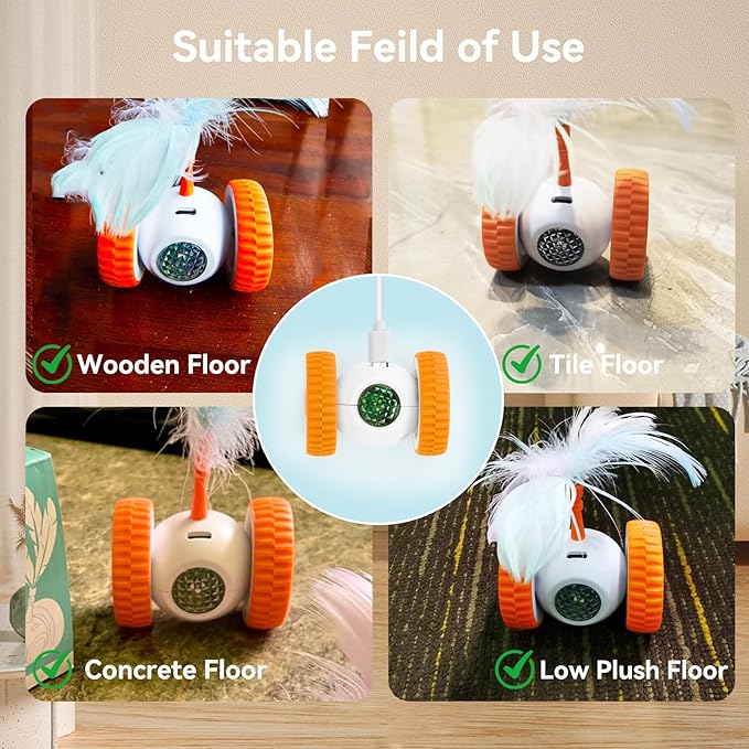 Cat Toys Cat Remote Control Toy, APP Bluetooth Connect Remote Control Cat Toys for Indoor Cats Electronic Automatic Moving Mouse Cat Toy with 6 Lights USB Rechargeable