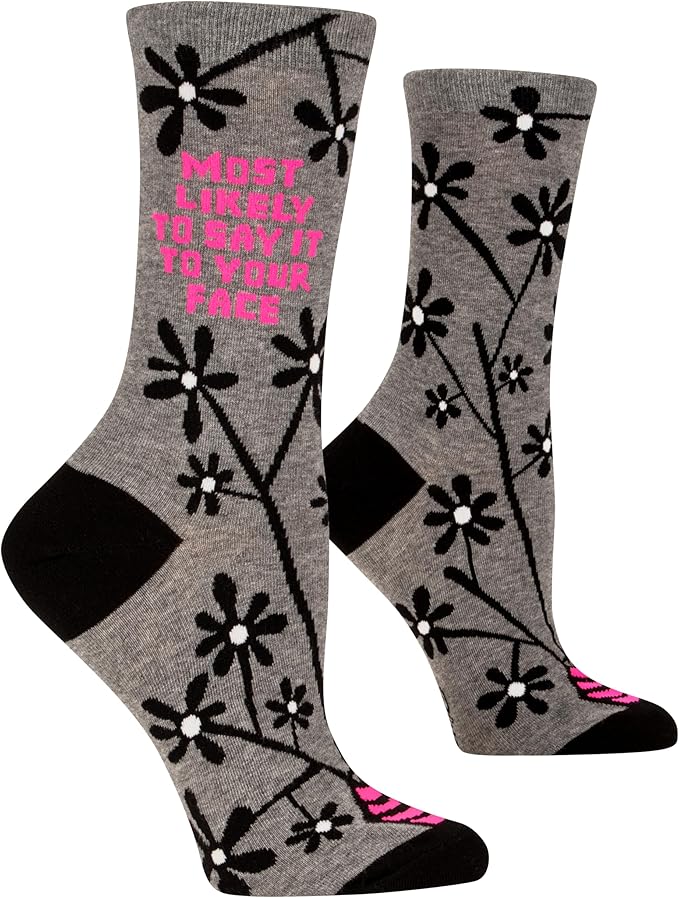 Blue Q Women's Funny Novelty Crazy Crew Socks with Sayings