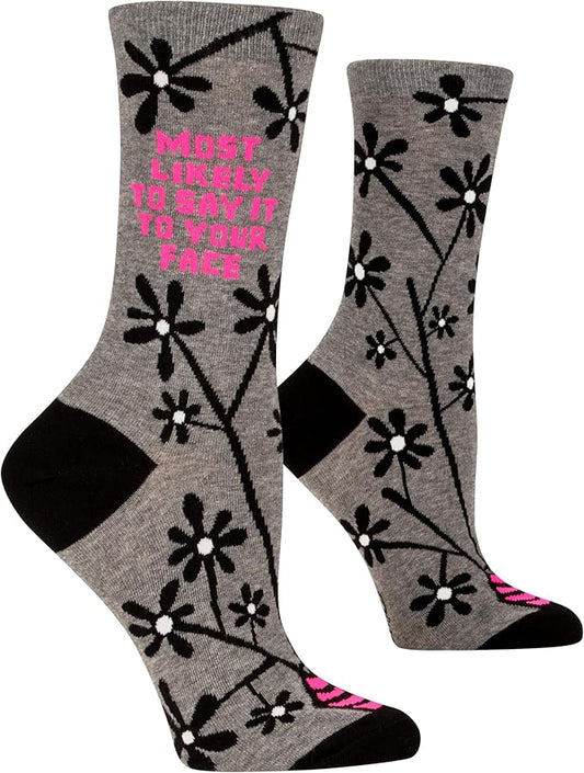 Blue Q Women's Funny Novelty Crazy Crew Socks with Sayings
