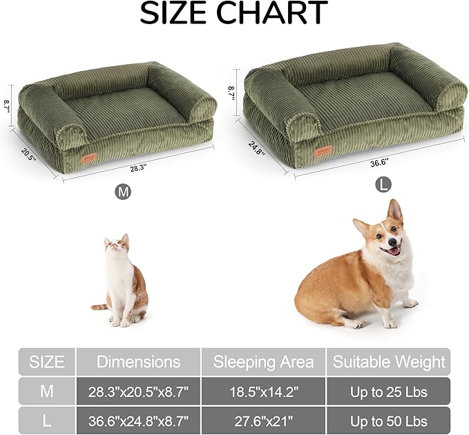 FUKUMARU Cute Dog Bed, Fluffy Dog Bed with TPU Layer Keeping Lining Dry, Dog Couch Medium Size Dog Easy to Care, Warm Cat Bed with Removable Zipper Cover, 36inch, Large, Green